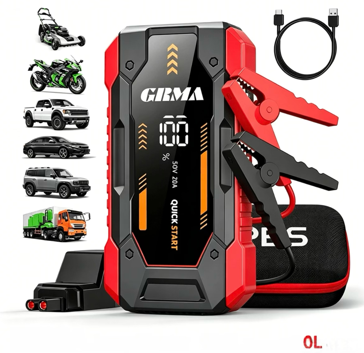 Portable Car Jump Starter 10-in-1 Power Bank | Emergency Battery Booster with LED Flashlight & USB Charging